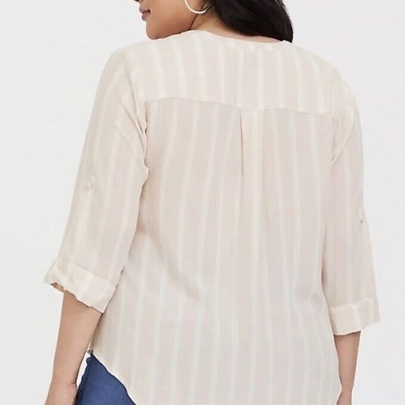 Torrid Blush Pink Striped Blouse - Picture 2 of 10